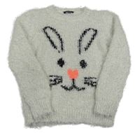 Biely chlpatý trblietavý sveter s ňufáčikom  George