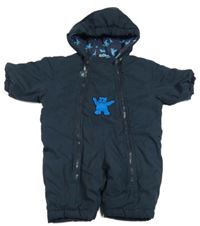 Tmavomodrá zimná kombinéza s medvedíkom