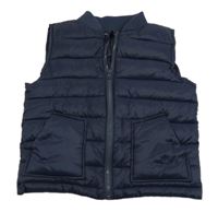 Tmavomodrá šušťáková zateplená prešívaná vesta