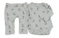 Nové - 2set - Sivé melírované body s dalmatiny + legíny Disney