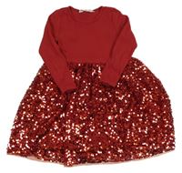 Červené žebrované šaty s flitry H&M