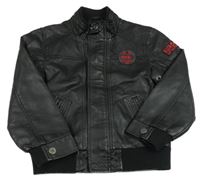 Černá koženková jarní bunda s výšivkou C&A