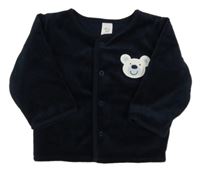 Tmavomodrá zamatová prepínaci zateplená mikina s medvedíkom C&A