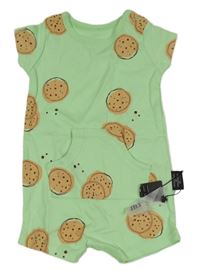 Nové - Svetlozelený kraťasový overal so sušenkami