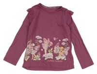 Fialové triko s vílami a volánky 