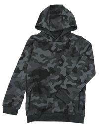 Černo-antracitová army mikina s kapucí Tu