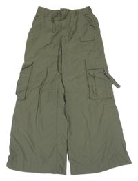 Khaki šusťákové cargo široké kalhoty H&M