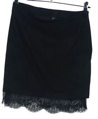 Dámska čierna semišová sukňa s čipkou H&M