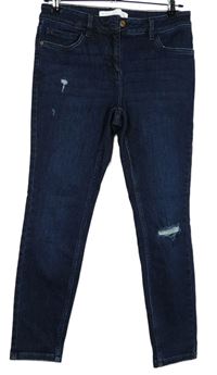 Dámske tmavomodré skinny rifle s dierami Next