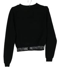 Dámská černá crop mikina s nápisy PrettyLittle Thing vel. 30