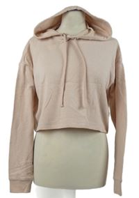 Dámska svetloružová crop mikina s kapucňou H&M