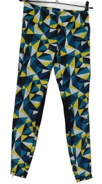 Dámské modro-zeleno-žluté vzorované sportovní legíny Crivit 