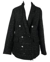 Dámský černý třpytivý pletený kabát F&F