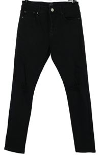 Pánske čierne skinny rifle s dierami Boohoo vel. 30R