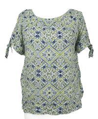 Dámska limetkovo-modro-biela vzorovaná blúzka Multiblu