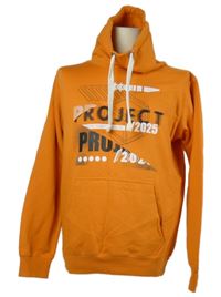 Pánská oranžová mikina s nápisy a komínovým límcem Identic