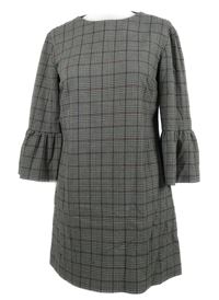 Dámské černo-bílé kostkované šaty s rozšířenými rukávy Zara 