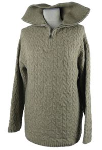 Dámsky béžový vzorovaný oversized sveter s golierikom Amisu