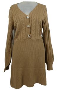 Dámske béžové vzorované svetrové šaty Shein