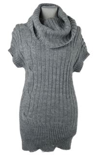 Dámská šedá svetrová vlněná tunika s komínovým límcem Muse 