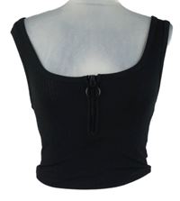 Dámský černý žebrovaný crop top se zipem Primark