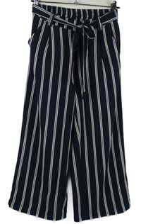 Dámské tmavomodro-bílé pruhované culottes kalhoty s páskem Only 