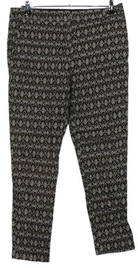 Dámske čierno-béžové vzorované skinny plátenné nohavice F&F