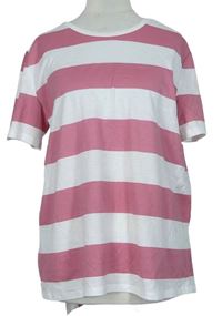 Dámske ružovo-biele pruhované tričko Zara