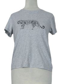 Dámske sivé tričko s leopardom Topshop