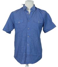 Pánska modrá kockovaná slim fit košeľa M&S