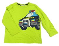Neonově zelené triko s autem kids