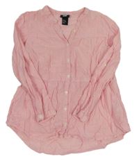 Růžovo-bílá proužkovaná halenková tunika H&M