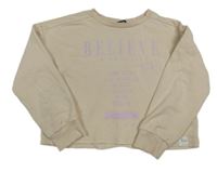 Béžová crop mikina s nápisom George