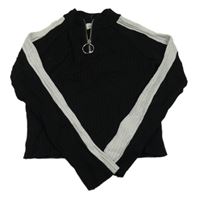 Čierno-sivý rebrovaný crop sveter H&M