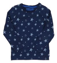 Tmavomodré pyžamové triko s hvězdami