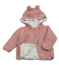 Růžový podšitý propínací svetr s kapucí M&S