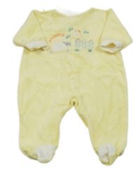 Žlto-biely zamatový overal s obrázkom