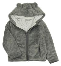 Šedá melírovaná chlupatá podšitá propínací mikina s kapucí Impidimpi