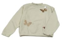 Svetlobéžová mikina s motýlky z flitrů Tom Tailor