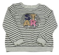 Sivo-čierna pruhovaná mikina s nápisom a flitrami H&M