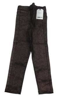 Nové - černo-růžové třpytivé džegíny Next