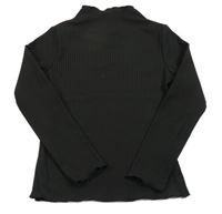 Čierne rebrované tričko SHEIN