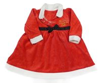 Červeno-biele zamatové šaty s nápisom George