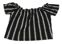 Čierno-biele pruhované crop tričko