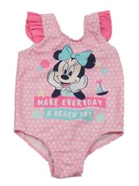 Růžové puntíkaté plavky s Minnie Disney