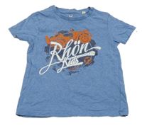 Modré melírované tričko s potlačou Rhönwild