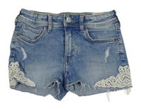 Svetlomodré rifľové kraťasy s čipkou H&M