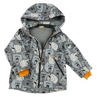 Šedo-oranžová softshellová sportovní bunda s s medvědy a kapucí H&M