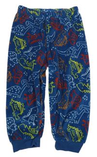 Modré zamatové tepláky s dinosaurami Primark