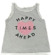 Bielo-čierny pruhovaný top s nápisom H&M